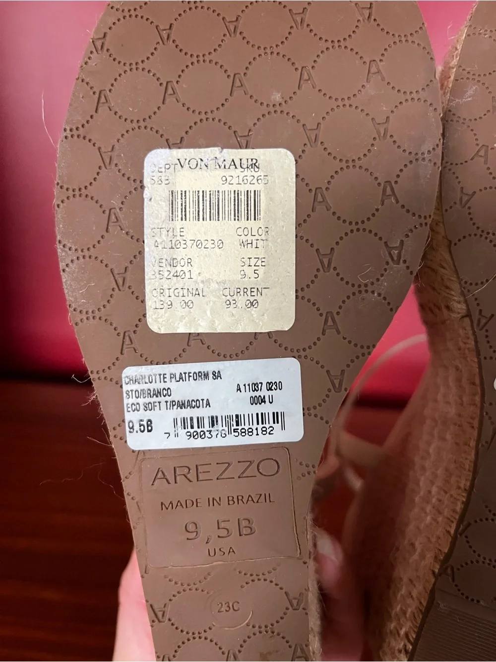 New Arezzo Cream Knot Espadrille Wedge Sandals